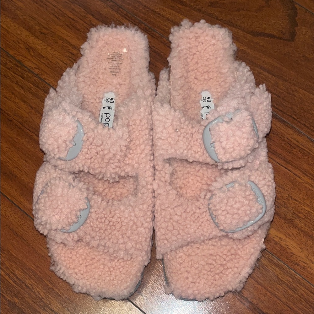 Birkenstock Pink Fuzzy Sandals